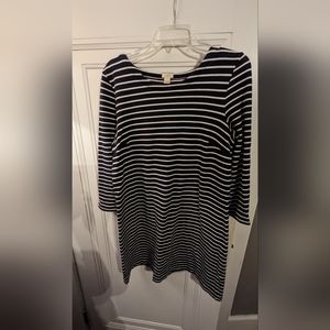 J.Crew Breton Stripe 3/4 sleeve dress,size M, blue and white, cotton/elastane